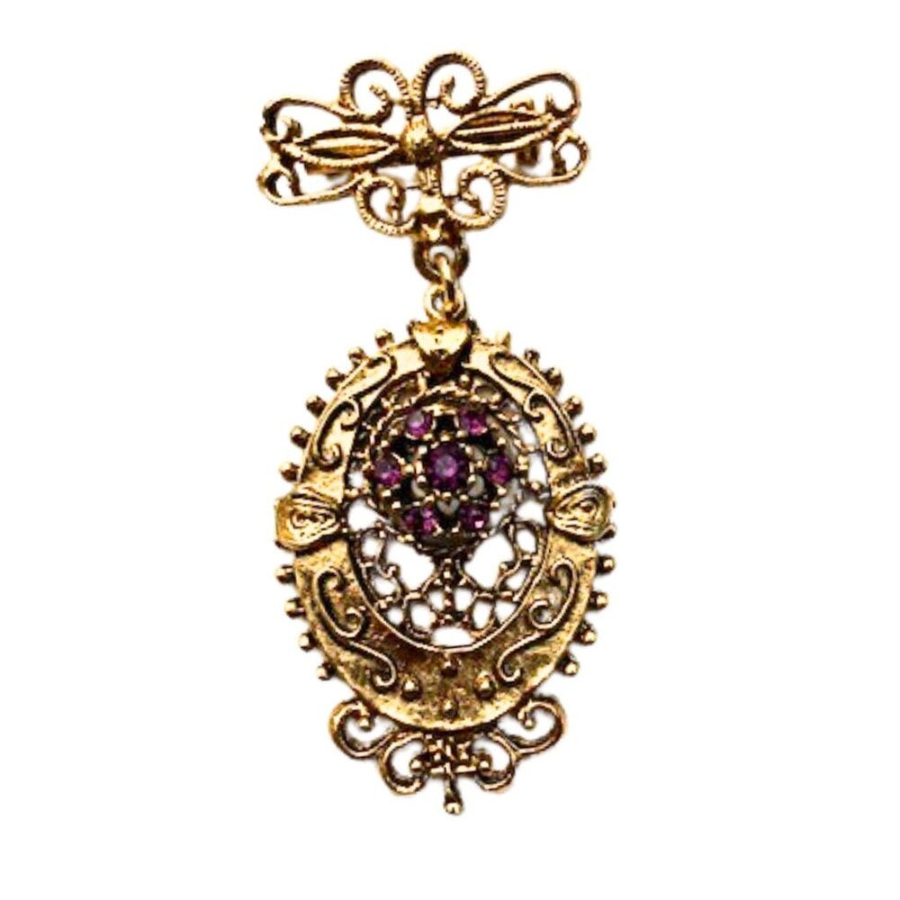 Vintage Ornate Filigree Victorian Inspired Brooch